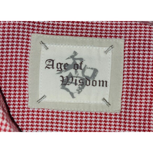 Mens Age Of Wisdom XXL  Checkered Pearl Snap Shirt Red Pearl Snaps Short Sleeve - Picture 3 of 5